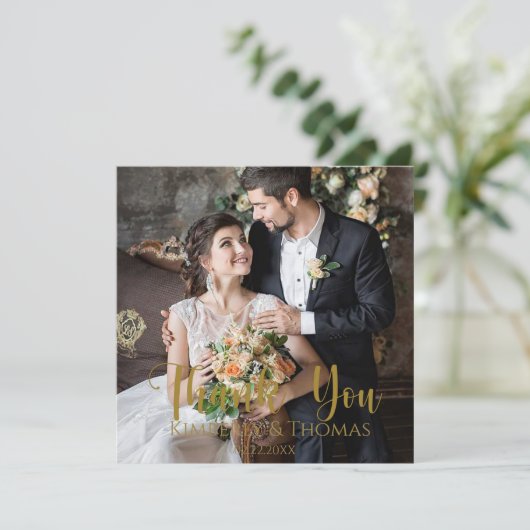 Eenvoudig script bruiloft met dank je creditcard bedankkaart (Staand voorkant)