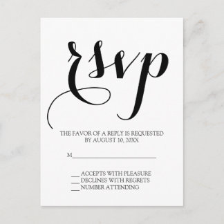 Eenvoudig script bruiloft RSVP Briefkaart