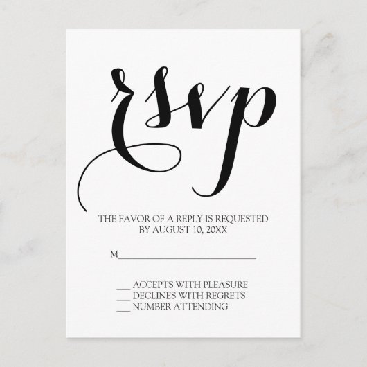 Eenvoudig script bruiloft RSVP Briefkaart (Voorkant)