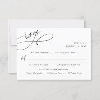 Eenvoudig script bruiloft Rsvp met maaltijdopties 