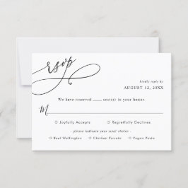 Eenvoudig script bruiloft Rsvp met maaltijdopties Kaartje