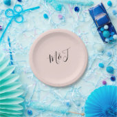 Eenvoudig Script Couple Initialen Blush Paper Bord (Feest)