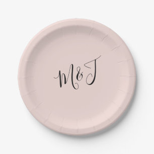 Eenvoudig Script Couple Initialen Blush Paper Bord
