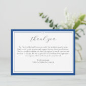 Eenvoudig script Cross Blue Funeral Dank je kaart (Staand voorkant)