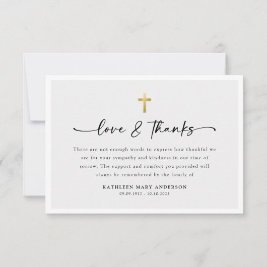 Eenvoudig script Cross Photo begrafenis Bedankkaart (Voorkant)
