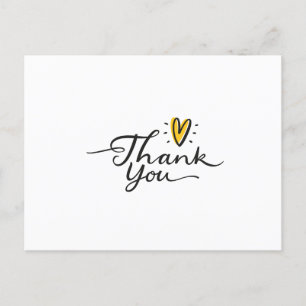 Eenvoudig Script Cute Yellow Heart Bedankt Briefkaart