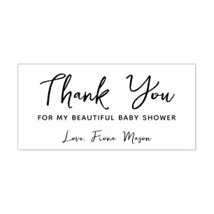 Eenvoudig script dank je wel baby shower gepersona rubberstempel
