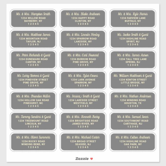 Eenvoudig script Donkergrijs Gast Adresetiketten Sticker (Vel)