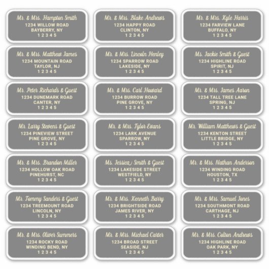 Eenvoudig script Donkergrijs Gast Adresetiketten Sticker (Voorkant)