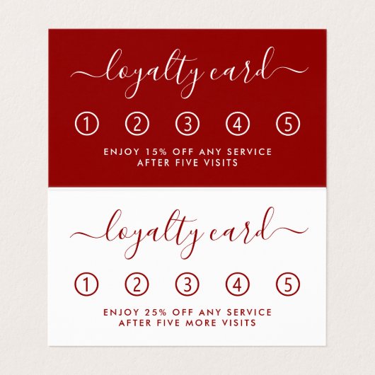 Eenvoudig script - Dubbele rood- en witlogo Visitekaartjes (Binnenkant ongevouwen)