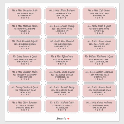 Eenvoudig Script Dusty Pink Guest Adresetiketten Sticker (Vel)