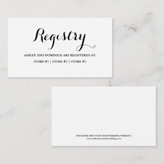 Eenvoudig script e legant Rustic Wedding Registry Informatiekaartje (Voorkant / Achterkant)