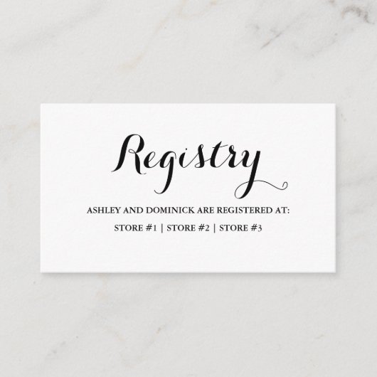 Eenvoudig script e legant Rustic Wedding Registry Informatiekaartje (Voorkant)