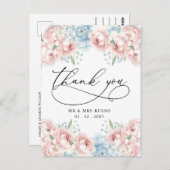 Eenvoudig script Elegant Blush Floral Dank u Briefkaart (Voorkant / Achterkant)
