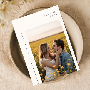 Eenvoudig script Elegante trouwfoto Sla de datum o Save The Date