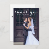 Eenvoudig Script Elegante Verticale Fotowedding Bedankkaart (Voorkant / Achterkant)