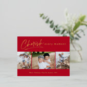 Eenvoudig script elke moment foto-collage folie feestdagen briefkaart (Staand Voorkant)