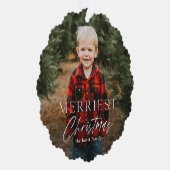 Eenvoudig script feestdag kerstfoto's ornament kaart (Rechts)