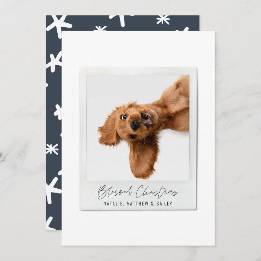 Eenvoudig script  foto moderne kerst feestdagenkaart (Voorkant / Achterkant)