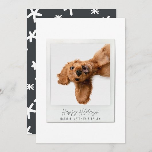 Eenvoudig script foto moderne kerst feestdagenkaart (Voorkant / Achterkant)