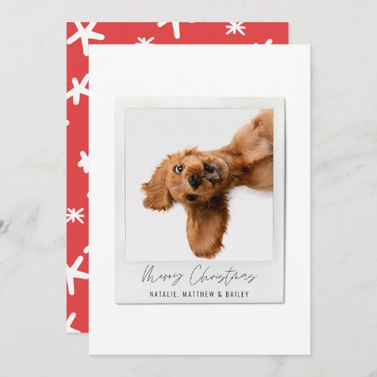 Eenvoudig script  foto moderne kerst feestdagenkaart (Voorkant / Achterkant)