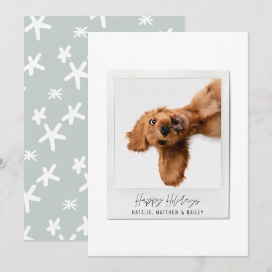 Eenvoudig script  foto moderne kerst feestdagenkaart (Voorkant / Achterkant)