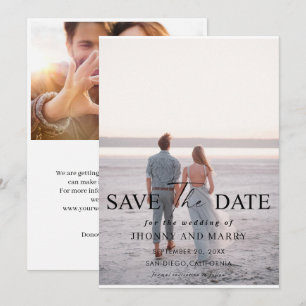 Eenvoudig Script-fotohuwelijk bewaart de datumkaar Kaart