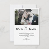 Eenvoudig Script-fotohuwelijk bewaart de datumkaar Save The Date (Achterkant)