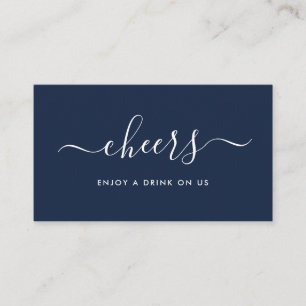 Eenvoudig script Free Drink Ticket - Navy & White Informatiekaartje