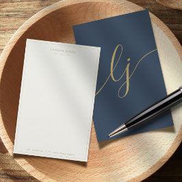 Eenvoudig script gepersonaliseerd briefpapier Navy