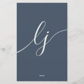Eenvoudig script gepersonaliseerd briefpapier Navy (Achterkant)