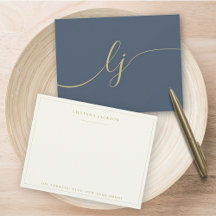 Eenvoudig script Gepersonaliseerd briefpapier Navy