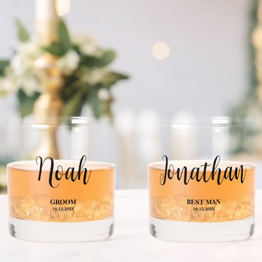 Eenvoudig script Gepersonaliseerde Groomsmen Bruil Whisky Glas