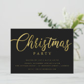 Eenvoudig Script Gold Black Minimal Christmas Part Kaart (Staand voorkant)