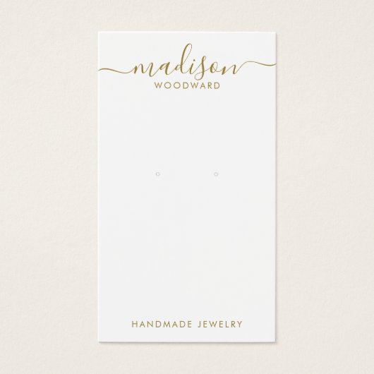Eenvoudig Script Gold Signature Oorbel Display Kaa Visitekaartje (Voorkant)