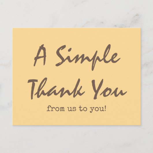 Eenvoudig script Golden Yellow Business Bedankt Briefkaart (Voorkant)
