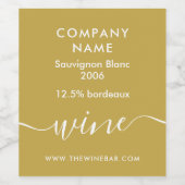 Eenvoudig script - Goud & Wit Wijn Etiket (Enkel label)