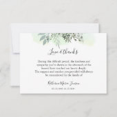 Eenvoudig script groen sympathie begrafenis bedankkaart (Voorkant)