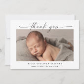 Eenvoudig script Horizontale foto Baby Bedankkaart (Voorkant)