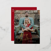 Eenvoudig script, kerstfoto folie feestdagen briefkaart (Voorkant / Achterkant)