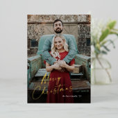 Eenvoudig script, kerstfoto folie feestdagenkaart (Staand Voorkant)