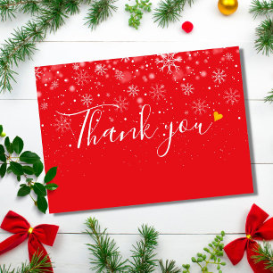 Eenvoudig script kerstsnowflakes Dankuwel Bedankkaart
