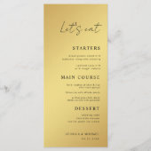 Eenvoudig script Let's Eat Black & Gold Wedding Menu (Voorkant)