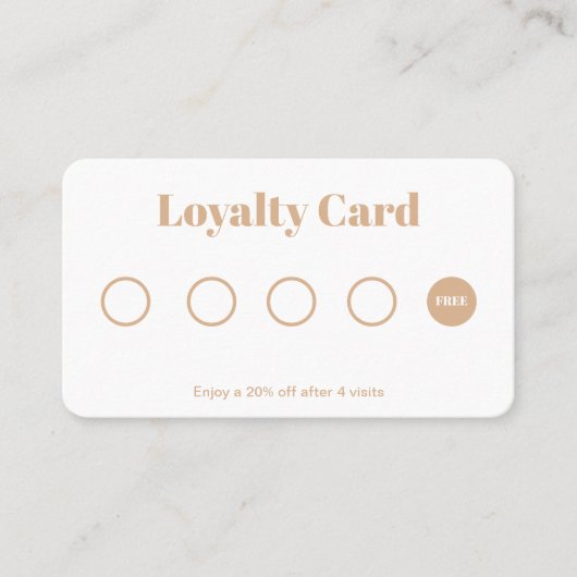 Eenvoudig Script Loyalty Kaart Eenvoudig goud wit (Voorkant)