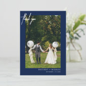 Eenvoudig script marine foto modern dank u kaart (Staand voorkant)