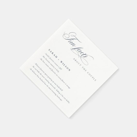 Eenvoudig Script Marine Wit Bruiloft Leuke Feiten Servet (Hoek)