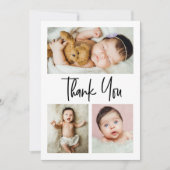 Eenvoudig script meerdere foto's collage baby show bedankkaart (Voorkant)