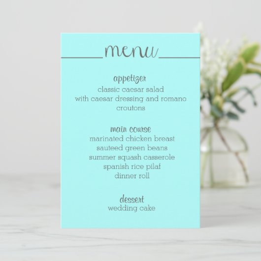 Eenvoudig Script Menu Kaart- aqua (Staand voorkant)