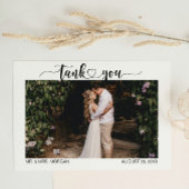 Eenvoudig script met hart en foto | Bruiloft Bedankkaart