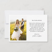 Eenvoudig script met hart foto bruiloft bedankkaart (Achterkant)